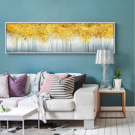 Golden Harmony: Majestic Forestscape Canvas Print Wall Poster