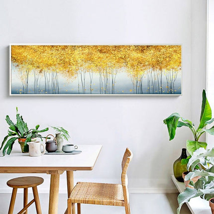 Golden Harmony: Majestic Forestscape Canvas Print Wall Poster