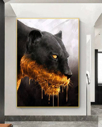 Golden Majesty: Panther Close-up Canvas Poster Wall Poster
