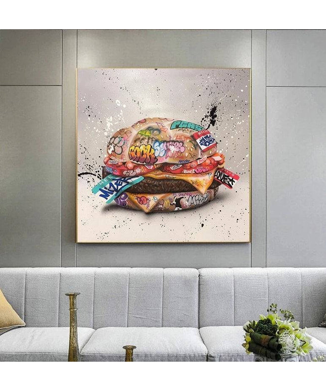 Gourmet Graffiti: Hamburger Delight Creative Art Print Wall Poster