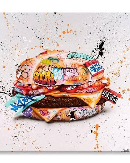 Gourmet Graffiti: Hamburger Delight Creative Art Print Wall Poster
