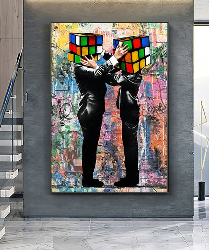 Graffiti Love: Rubik's Cube Hug - Gallerie Canvas