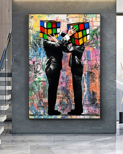 Graffiti Love: Rubik's Cube Hug - Gallerie Canvas