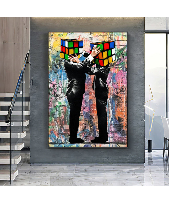 Graffiti Love: Rubik's Cube Hug - Gallerie Canvas