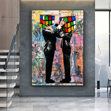 Graffiti Love: Rubik's Cube Hug - Gallerie Canvas