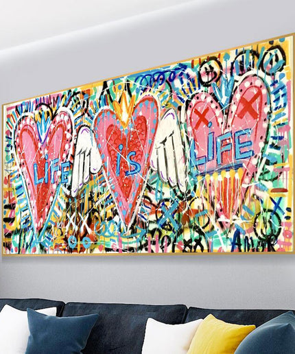 Life is Life: Graffiti Hearts - Gallerie Canvas