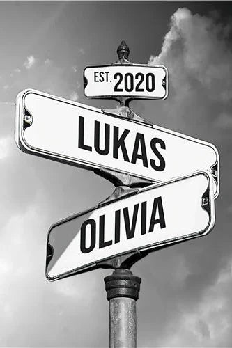 Streets Sign of Memories: Personalized Names & Dates Wall Poster