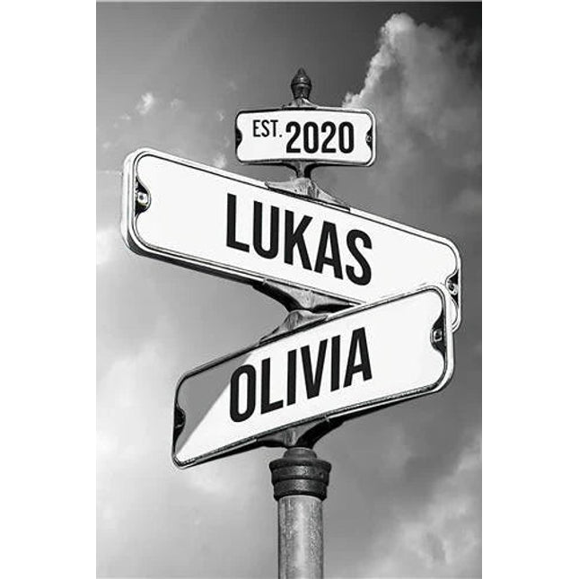 Streets Sign of Memories: Personalized Names & Dates Wall Poster