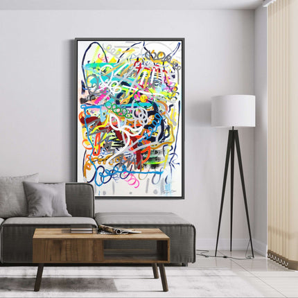 Expressive Embrace: Modern Abstract Emoji Kiss - Gallerie Canvas