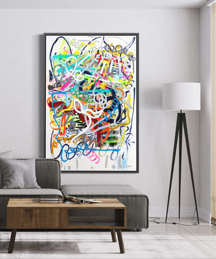 Expressive Embrace: Modern Abstract Emoji Kiss - Gallerie Canvas