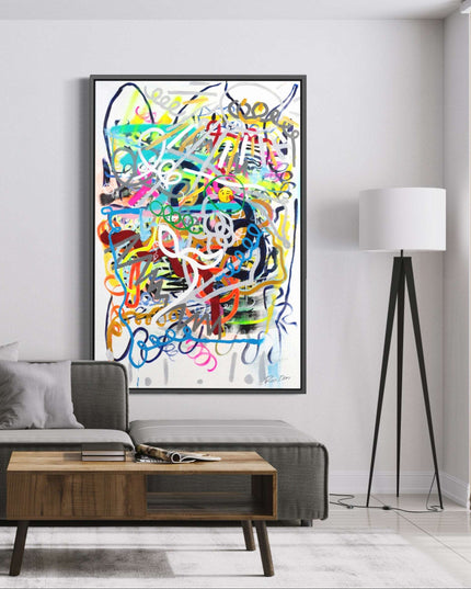 Expressive Embrace: Modern Abstract Emoji Kiss - Gallerie Canvas
