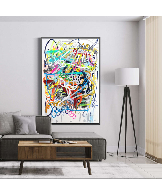 Expressive Embrace: Modern Abstract Emoji Kiss - Gallerie Canvas