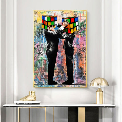 Graffiti Love: Rubik's Cube Hug - Gallerie Canvas