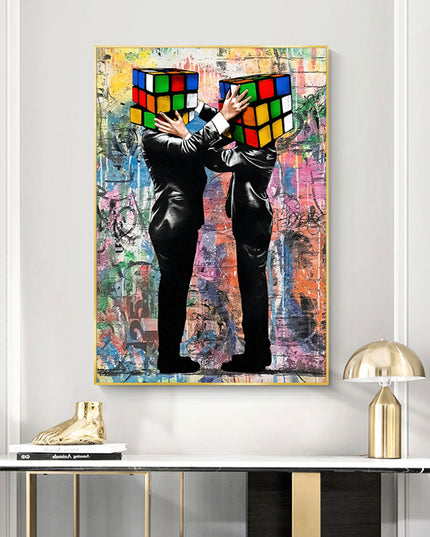 Graffiti Love: Rubik's Cube Hug - Gallerie Canvas