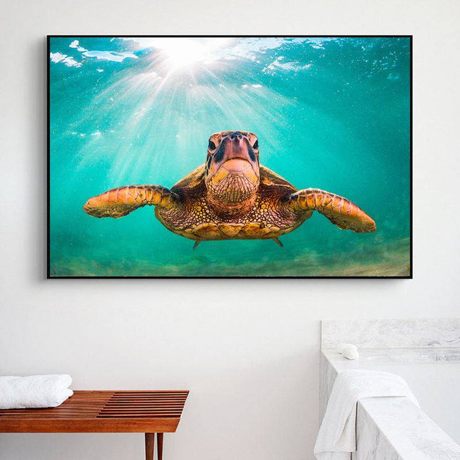 Graceful Journey: Sea Turtle Underwater - Gallerie Canvas