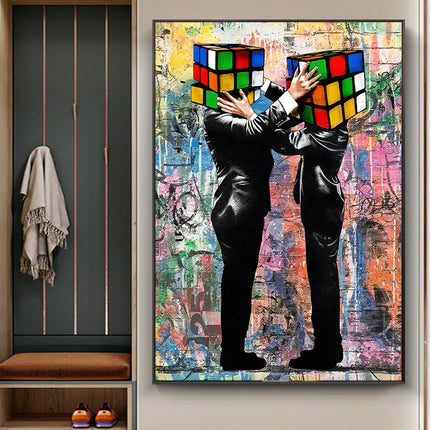 Graffiti Love: Rubik's Cube Hug - Gallerie Canvas