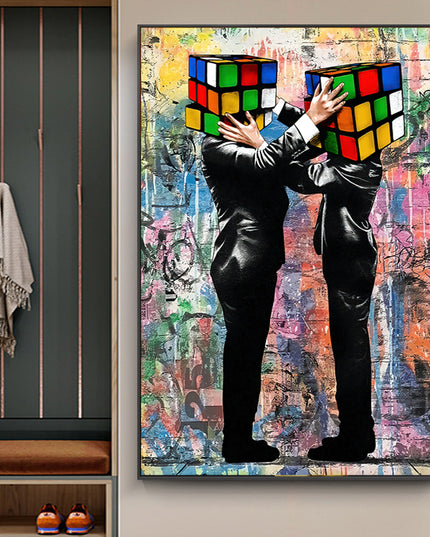 Graffiti Love: Rubik's Cube Hug - Gallerie Canvas