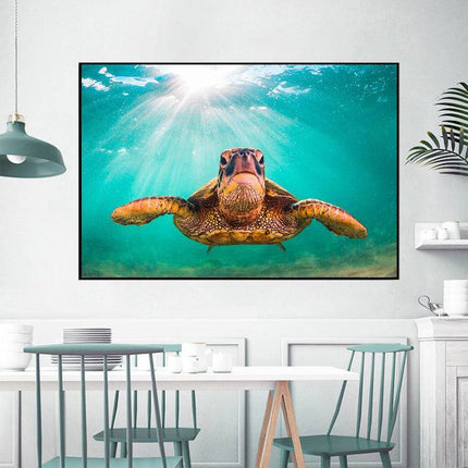 Graceful Journey: Sea Turtle Underwater - Gallerie Canvas