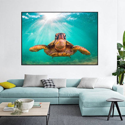 Graceful Journey: Sea Turtle Underwater - Gallerie Canvas