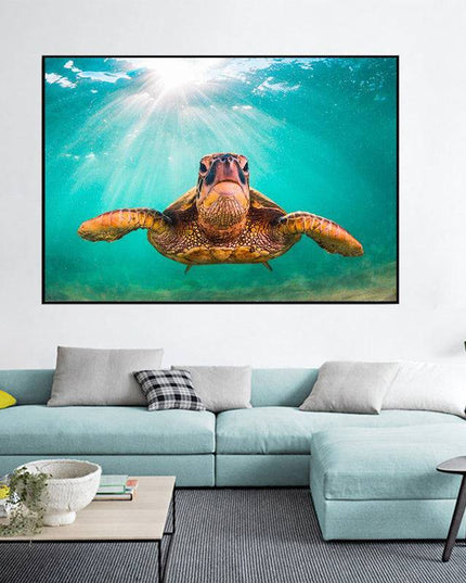 Graceful Journey: Sea Turtle Underwater - Gallerie Canvas