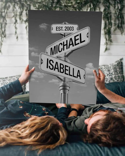 Streets Sign of Memories: Personalized Names & Dates Wall Poster
