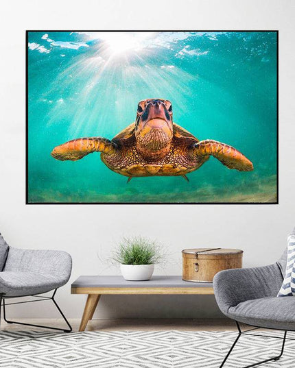Graceful Journey: Sea Turtle Underwater - Gallerie Canvas