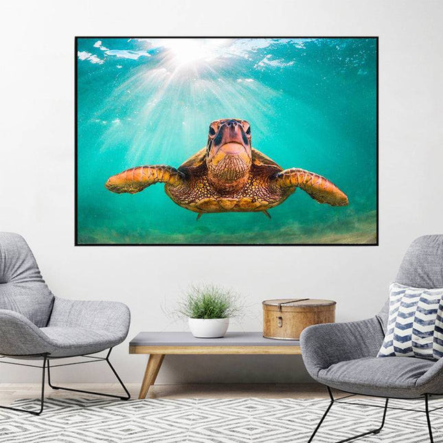 Graceful Journey: Sea Turtle Underwater - Gallerie Canvas