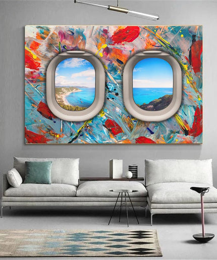 Traveler's Perspective: Colorful Abstract Seascape - Gallerie Canvas
