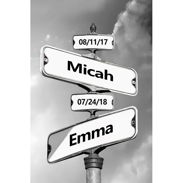 Streets Sign of Memories: Personalized Names & Dates Wall Poster
