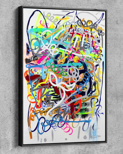Expressive Embrace: Modern Abstract Emoji Kiss - Gallerie Canvas