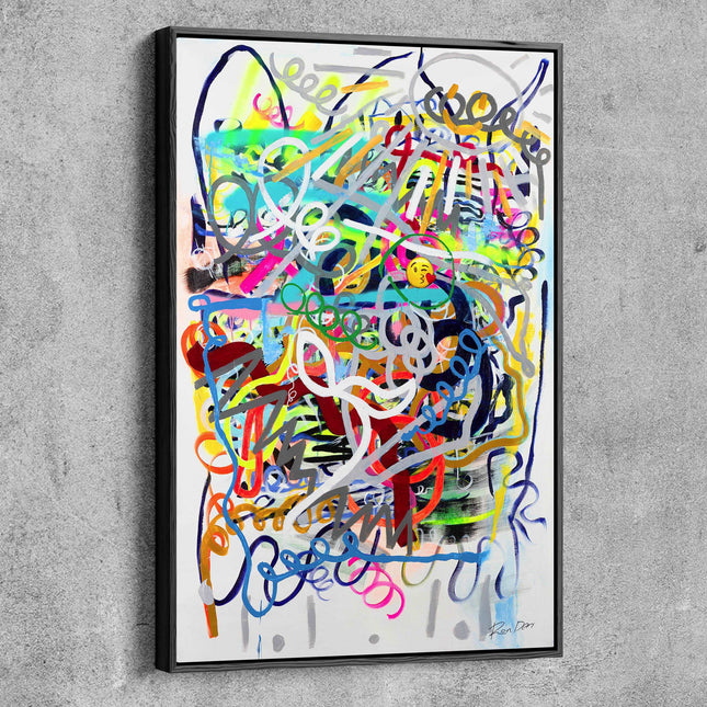 Expressive Embrace: Modern Abstract Emoji Kiss - Gallerie Canvas