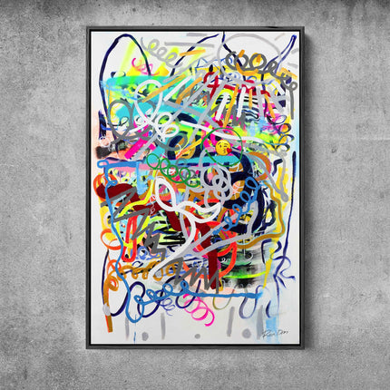 Expressive Embrace: Modern Abstract Emoji Kiss - Gallerie Canvas