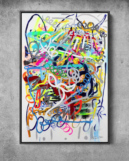 Expressive Embrace: Modern Abstract Emoji Kiss - Gallerie Canvas