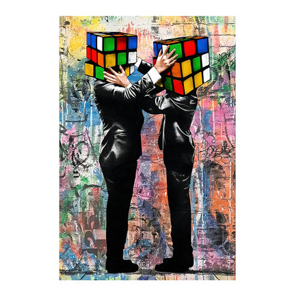 Graffiti Love: Rubik's Cube Hug - Gallerie Canvas