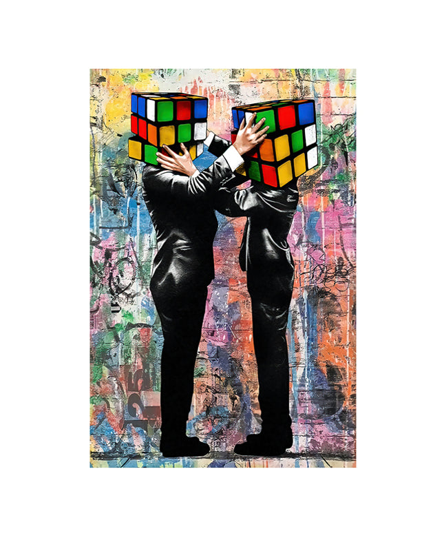 Graffiti Love: Rubik's Cube Hug - Gallerie Canvas
