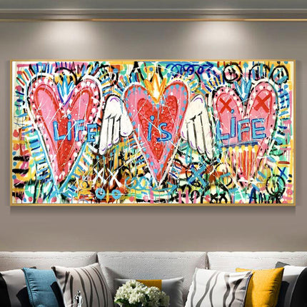 Life is Life: Graffiti Hearts - Gallerie Canvas