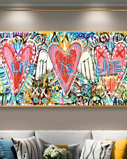 Life is Life: Graffiti Hearts - Gallerie Canvas