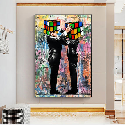 Graffiti Love: Rubik's Cube Hug - Gallerie Canvas