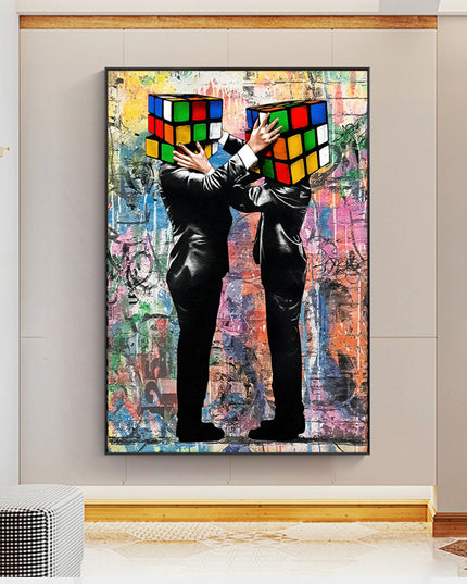 Graffiti Love: Rubik's Cube Hug - Gallerie Canvas