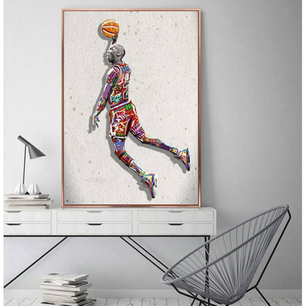 Iconic Dunk Move: Air Jordan Graffiti Canvas Print Wall Poster