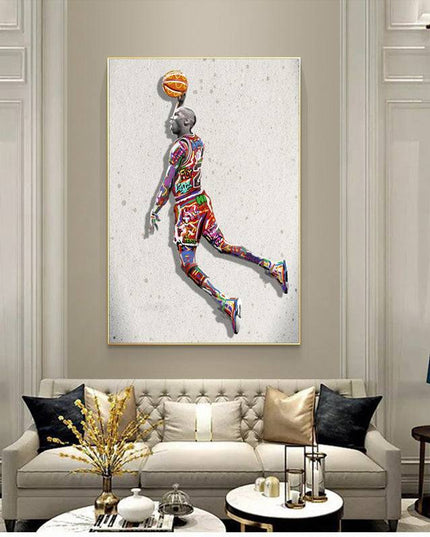Iconic Dunk Move: Air Jordan Graffiti Canvas Print Wall Poster