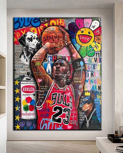 Legendary Michael Jordan Graffiti Wall Art: Classic & Stylish Decor