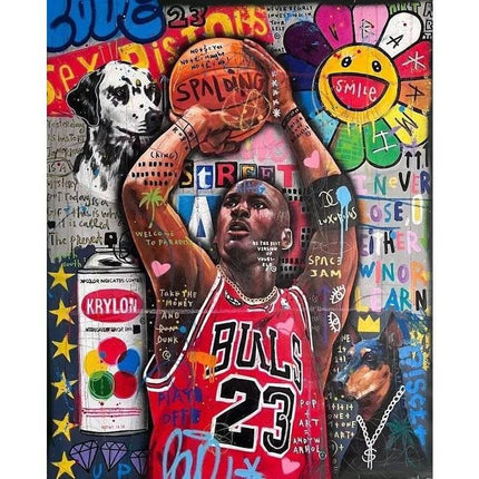 Legendary Michael Jordan Graffiti Wall Art: Classic & Stylish Decor
