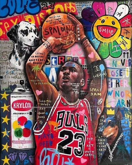 Legendary Michael Jordan Graffiti Wall Art: Classic & Stylish Decor