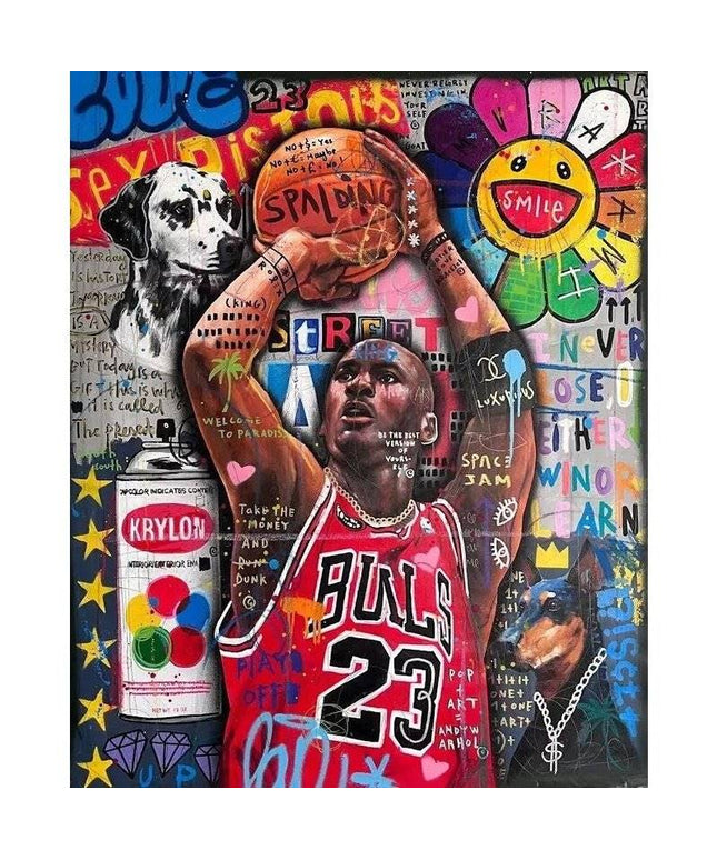 Legendary Michael Jordan Graffiti Wall Art: Classic & Stylish Decor