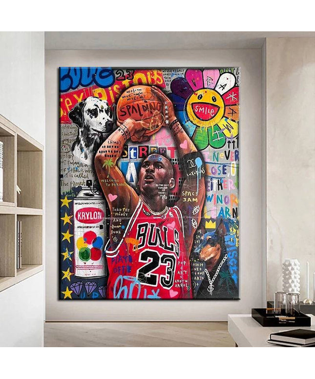 Legendary Michael Jordan Graffiti Wall Art: Classic & Stylish Decor