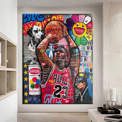 Legendary Michael Jordan Graffiti Wall Art: Classic & Stylish Decor