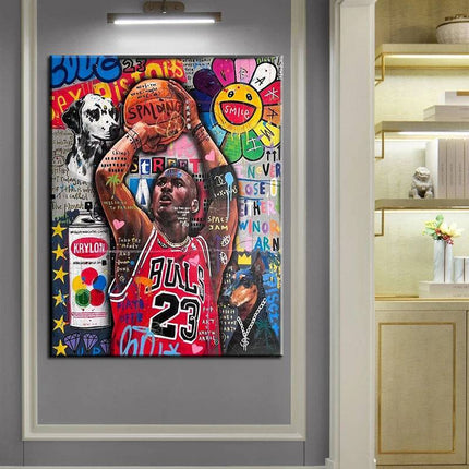 Legendary Michael Jordan Graffiti Wall Art: Classic & Stylish Decor