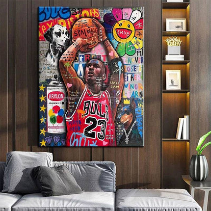 Legendary Michael Jordan Graffiti Wall Art: Classic & Stylish Decor