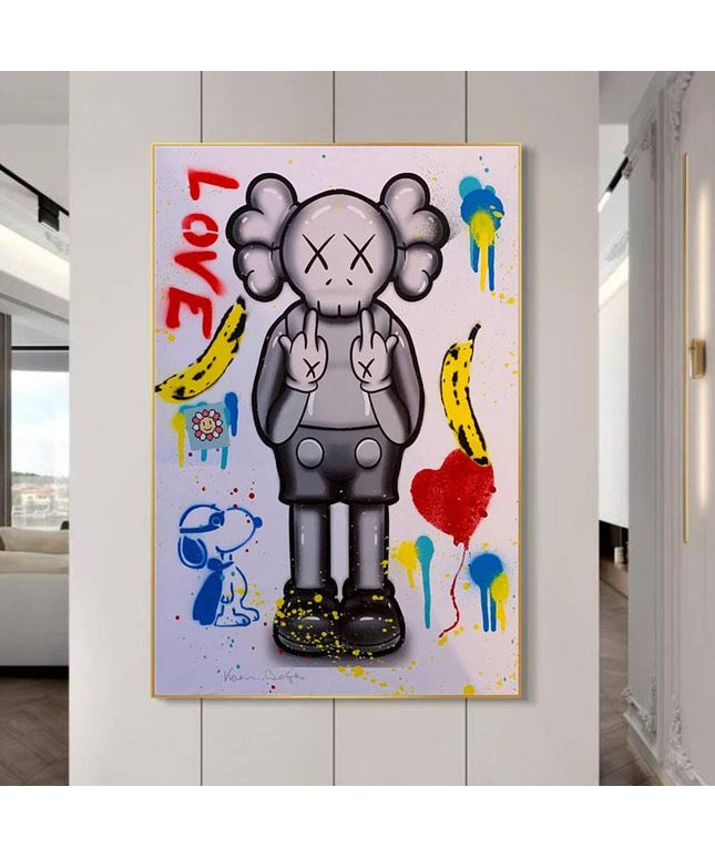 Love You: KAWS XX Creative Canvas Print Poster Wall Poster